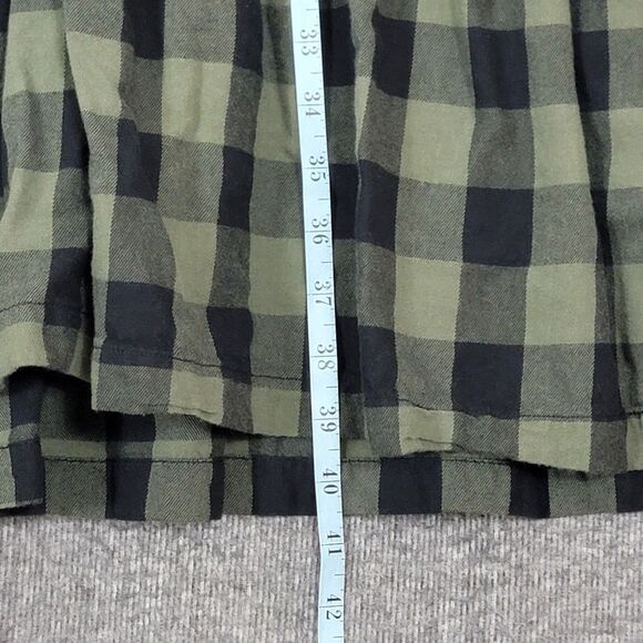 BeachLunchLounge Dress Womens XL Green Black Buffalo Check Flannel Long Sleeve - Picture 4 of 12